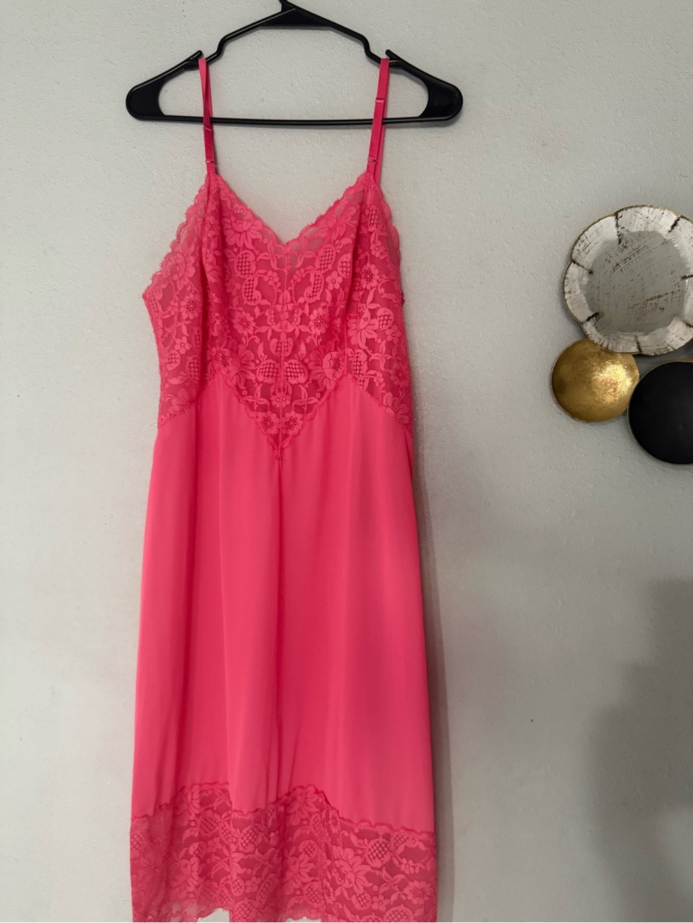 Vintage Pink Lace Slip Dress - Sleeveless Nightwear